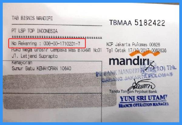 Nomor Rekening Mandiri